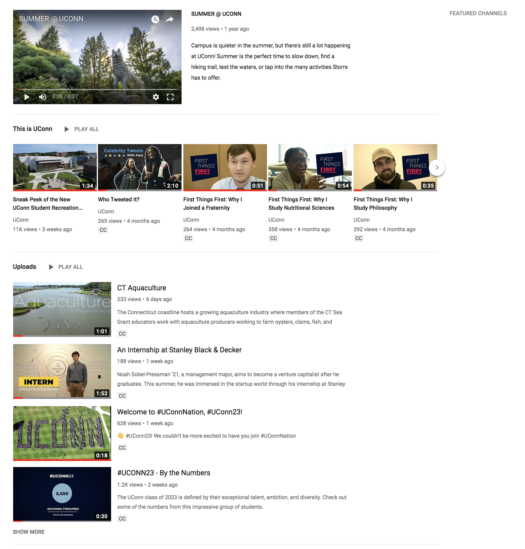 YouTube Home Page Layout